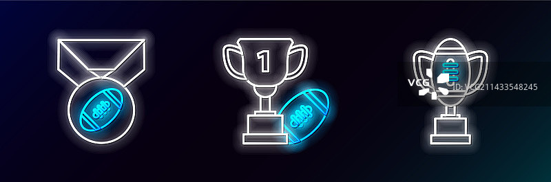 奖杯与美式橄榄球系列图标图片素材