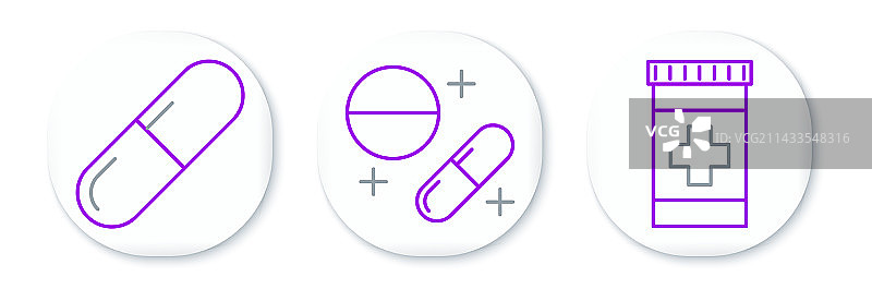 药瓶药丸或药片图标线条图片素材