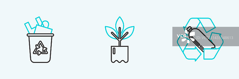 塑料瓶回收与回收箱系列图标图片素材