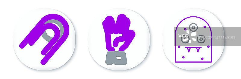 外星人、卫星和瓦肯举手礼图标图片素材