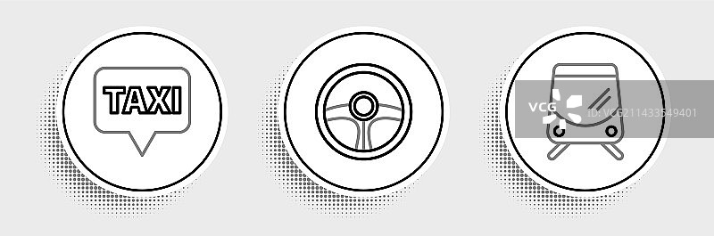 有轨电车和铁路地图指针与出租车图片素材