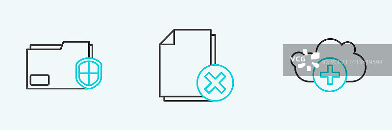 添加云文档文件夹保护线条组合图片素材