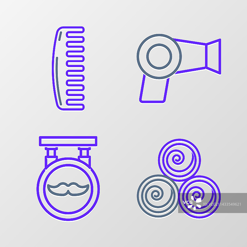 卷起来的毛巾理发店吹风机图片素材