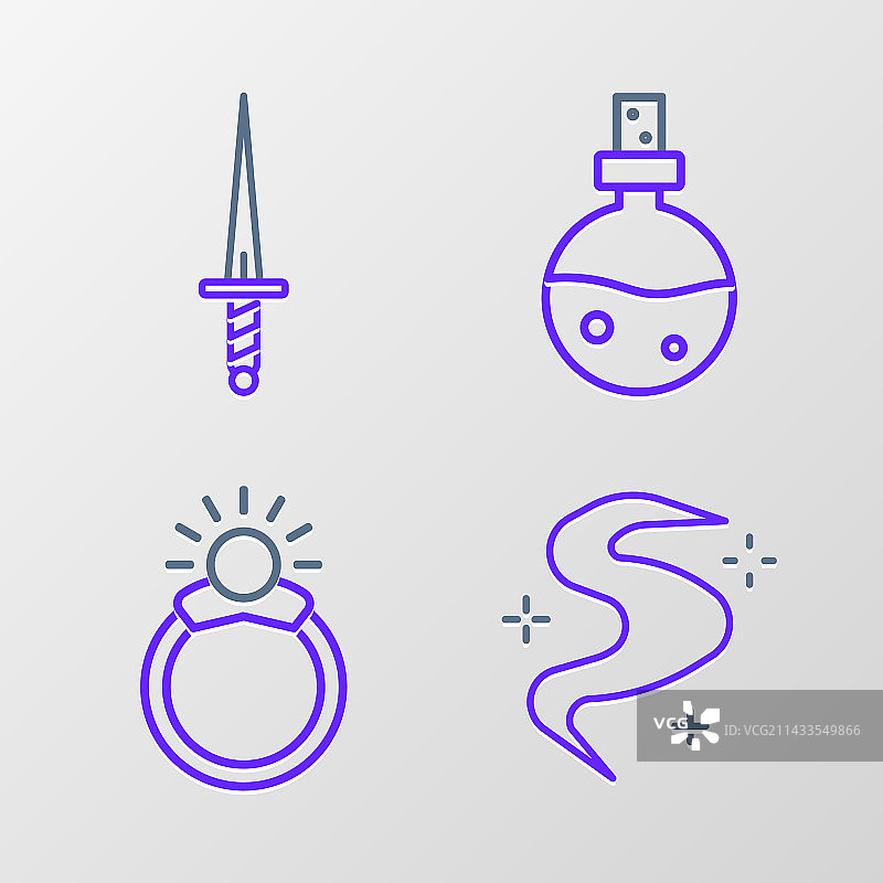 线条集合：魔法烟雾、宝石戒指图片素材