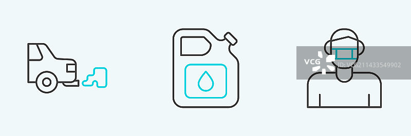 防护面罩、汽车尾气组合图片素材