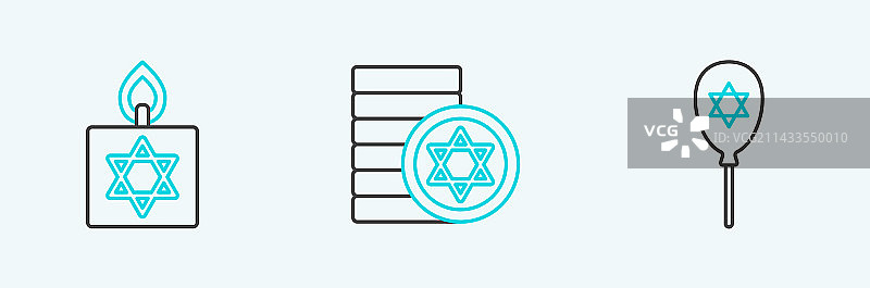 燃烧的大卫之星气球线条组合图片素材