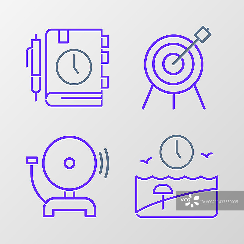 线条：假期闹钟与目标图片素材