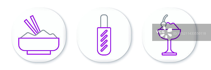 碗装冰淇淋和筷子图片素材