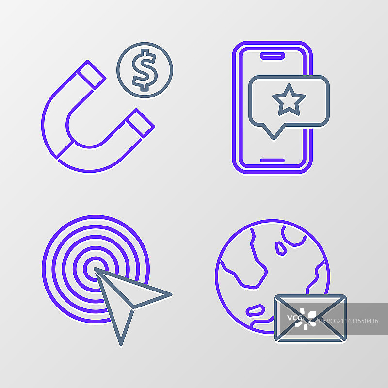 带有邮件广告的地球线性图标图片素材