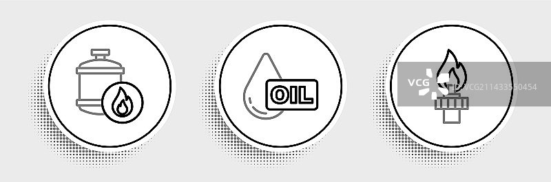 油井起火丙烷气罐线条设计图片素材