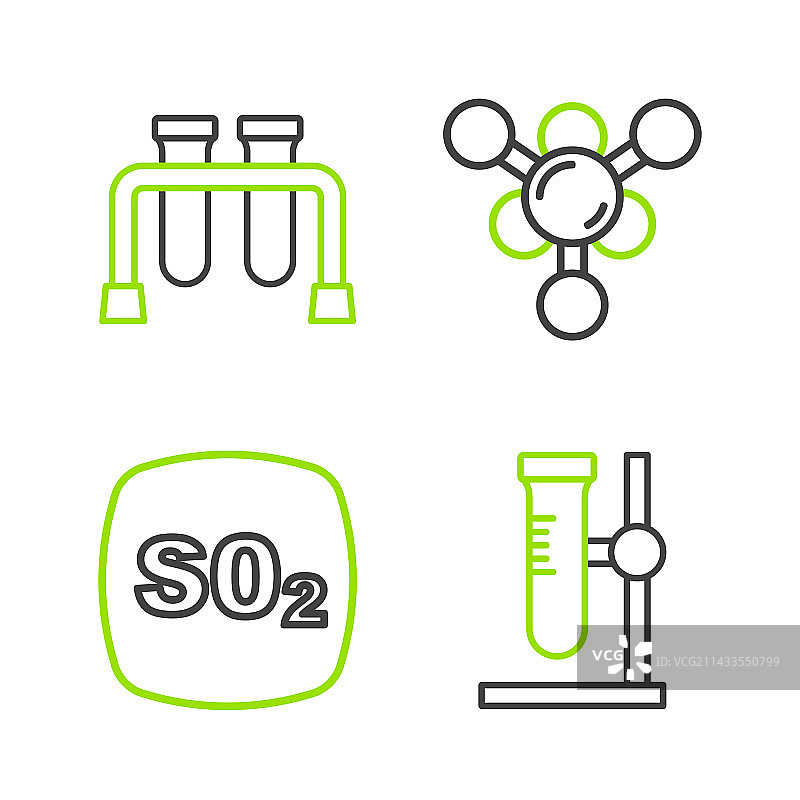带支架的试管烧瓶二氧化硫实验图片素材