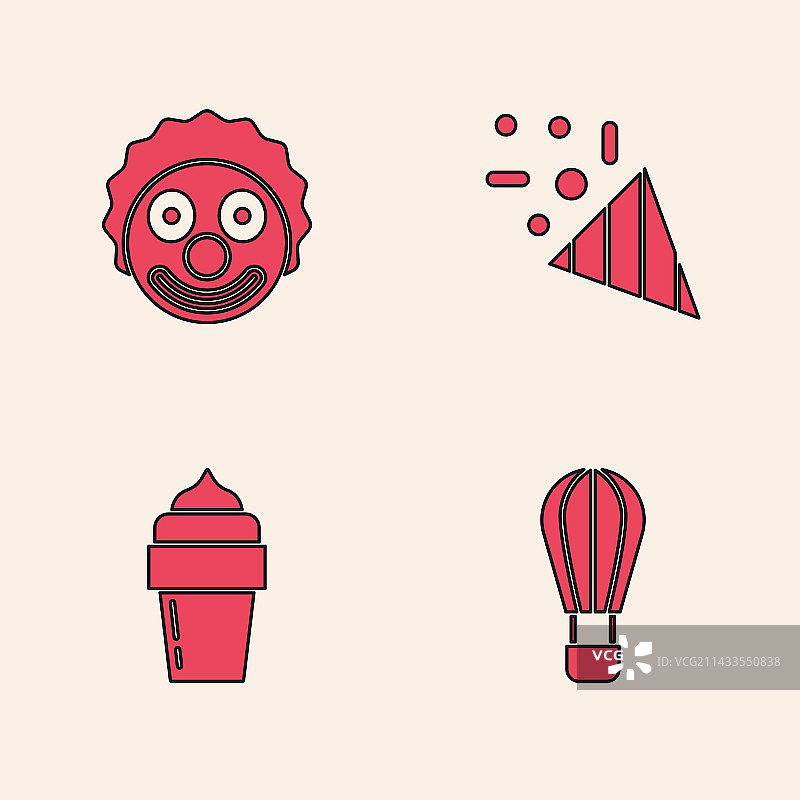 热气球小丑头节日彩纸屑合集图片素材