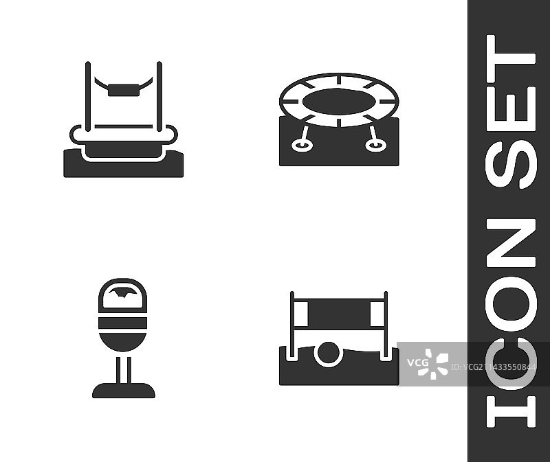 排球网、排球、蹦极绳和垃圾桶组合图片素材