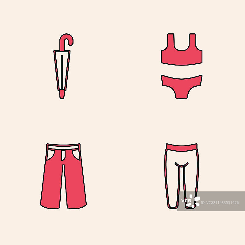 紧身裤雨伞泳衣长裤图标套装图片素材