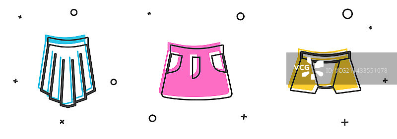 裙子和男士内裤图标套装图片素材