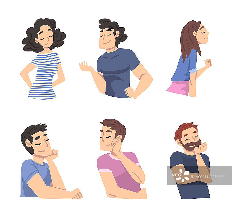 微笑的男人和女人角色看着某人图片素材