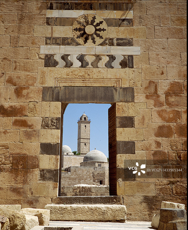 从城堡看到的叙利亚清真寺图片素材