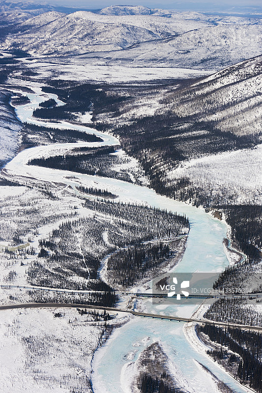 科 Yukon 河南叉鸟瞰图图片素材