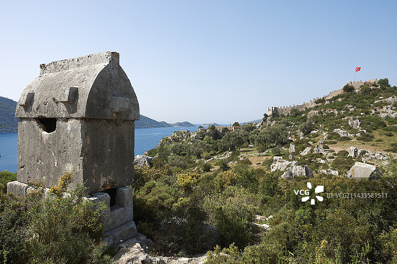锡梅纳堡垒底部的利西亚石棺图片素材