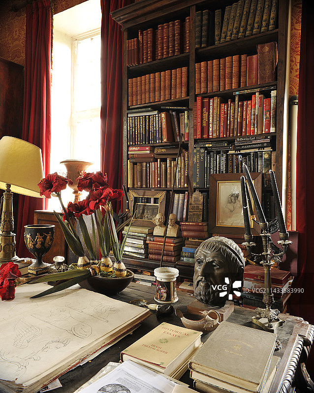 弗林特郡莫尔德Plas Teg的图书馆图片素材