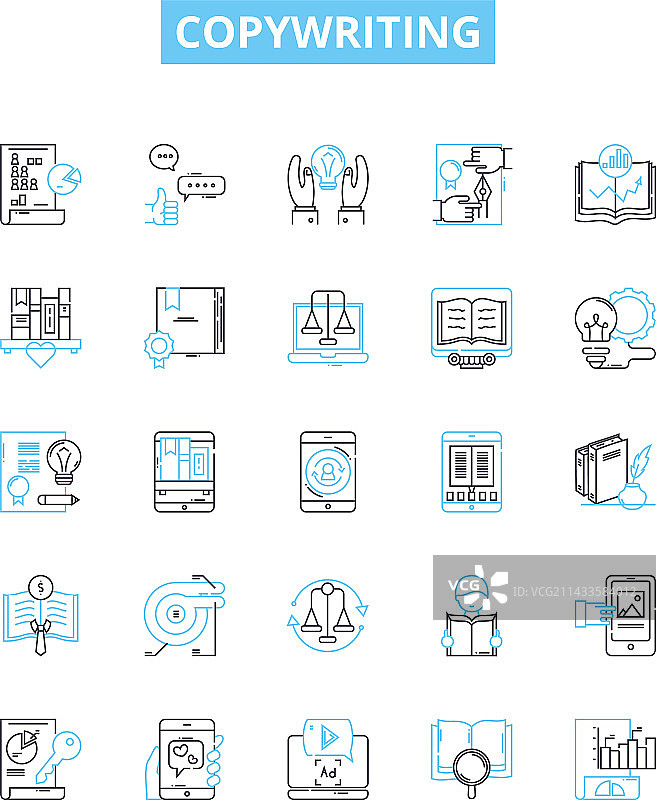 文案写作线性图标集图片素材