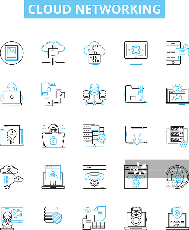 云网络线性图标集图片素材