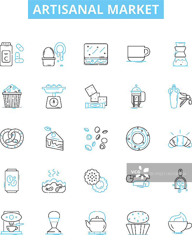 手工市场线性图标集图片素材
