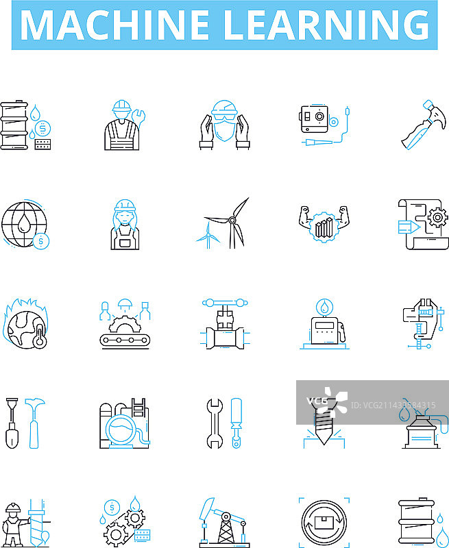 机器学习线性图标集合图片素材