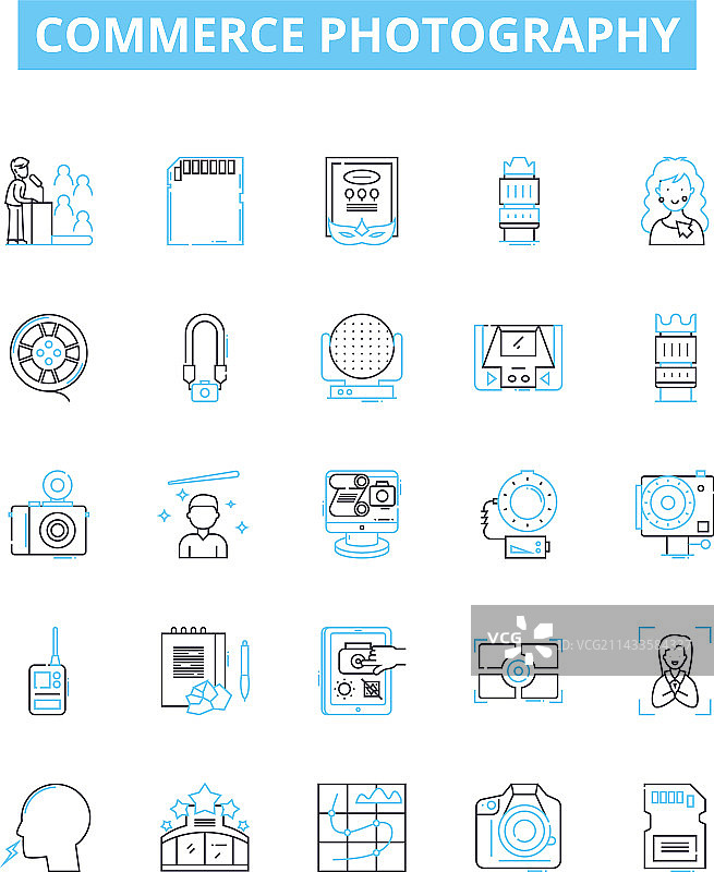 商业摄影线性图标集图片素材