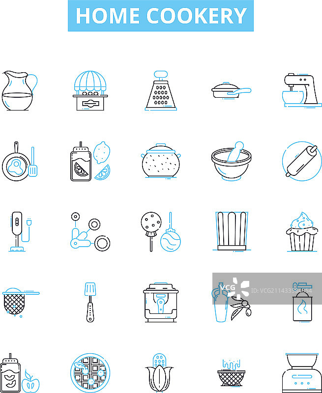 家庭烹饪线条图标合集图片素材