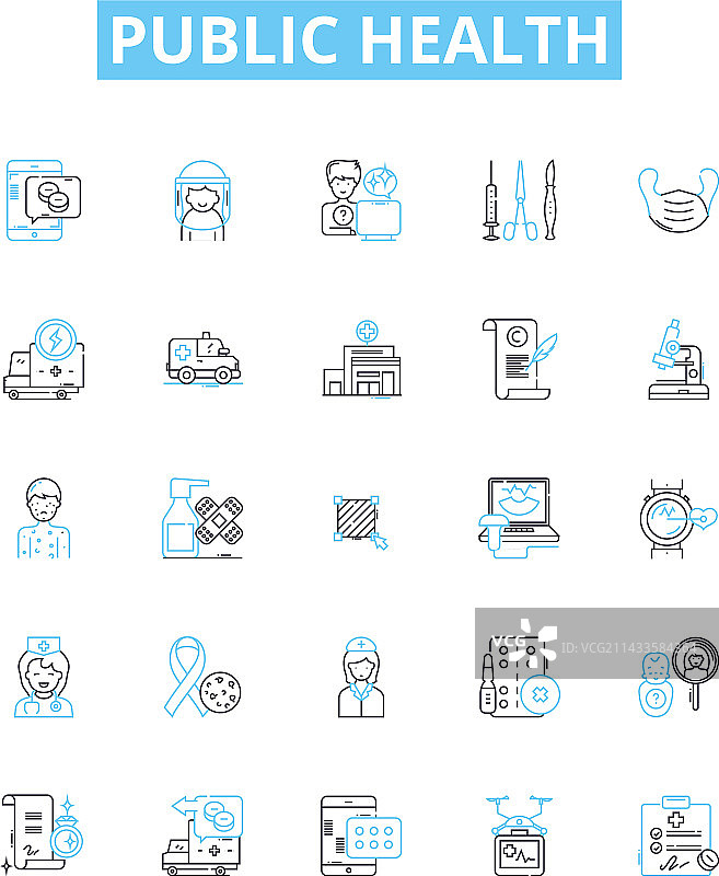 公共卫生线性图标集图片素材