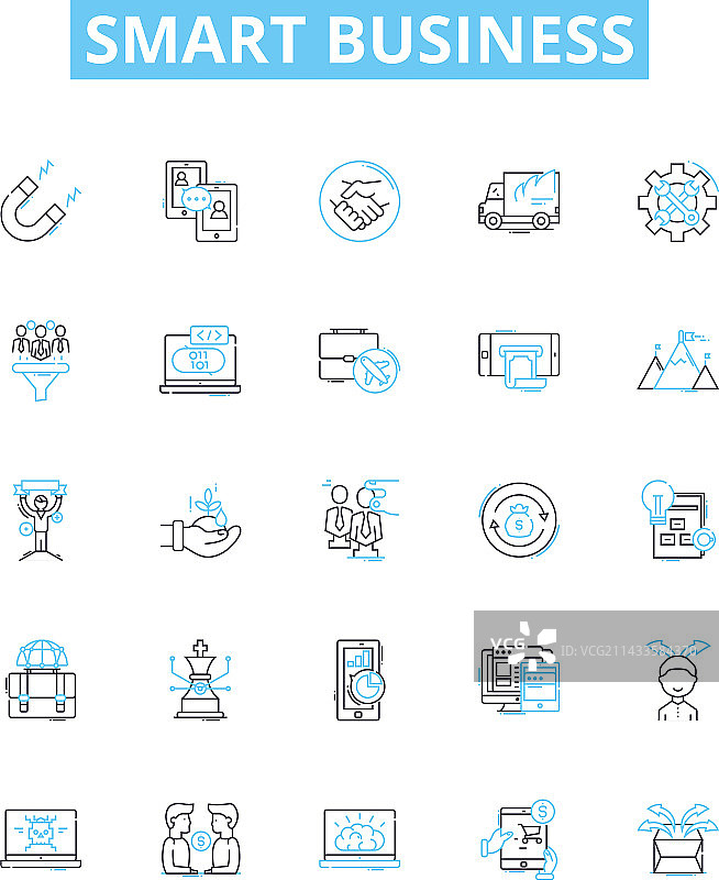智能商务线性图标集图片素材