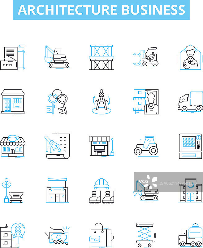 建筑业务线性图标集图片素材