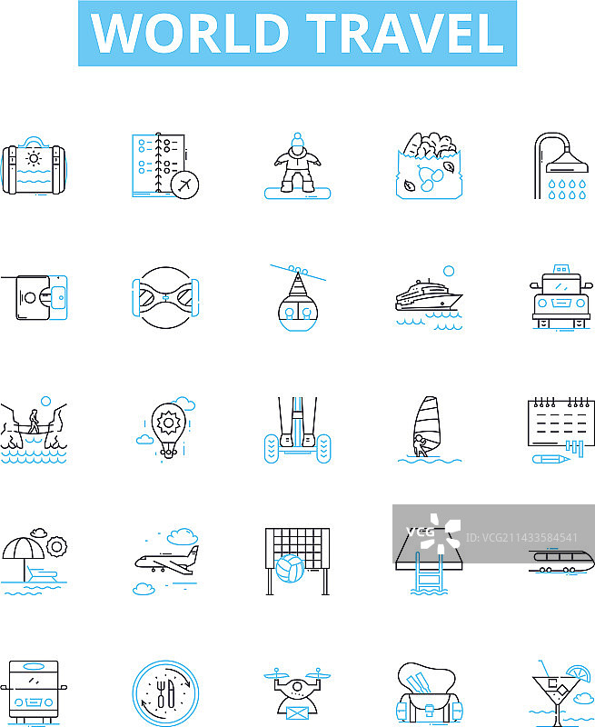 世界旅行线性图标图片素材