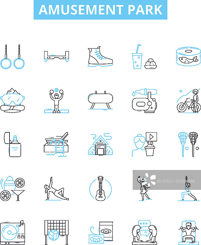 游乐园节日线性图标合集图片素材