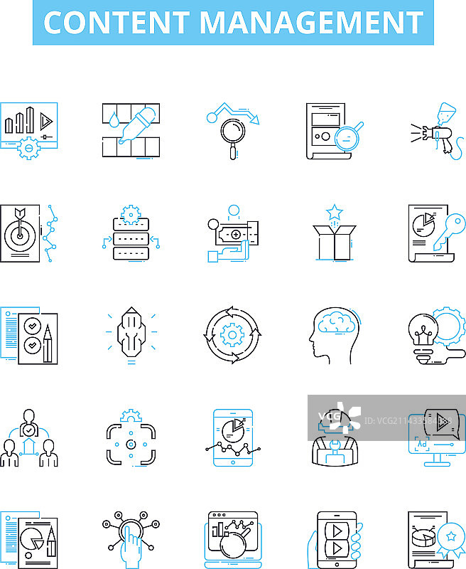内容管理线性图标集图片素材