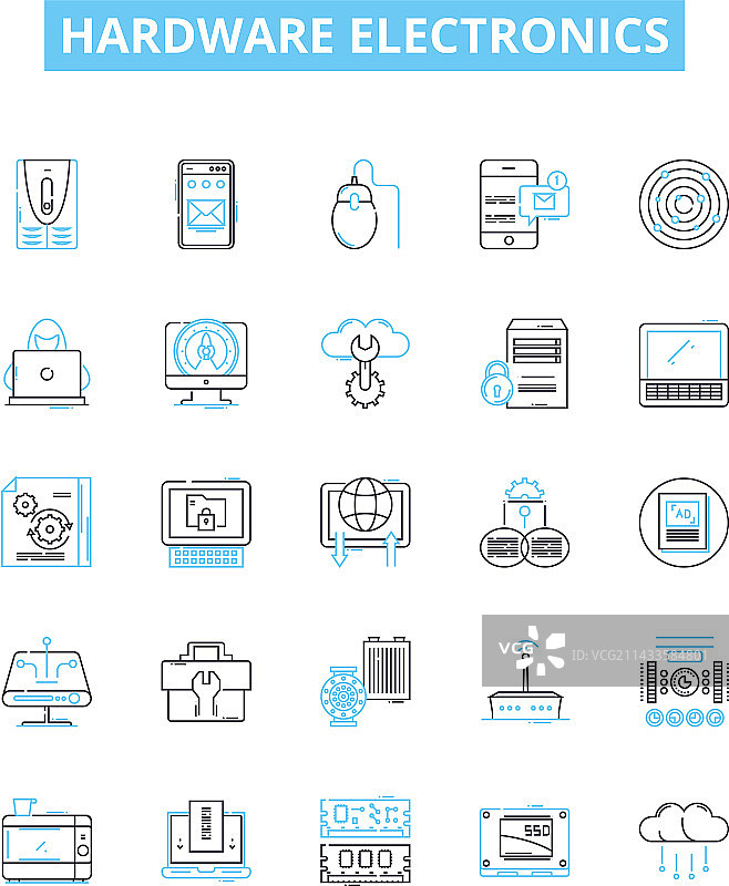 硬件电子产品线性图标集图片素材