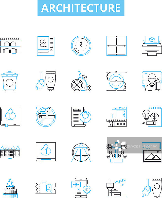 建筑结构线条图标合集图片素材