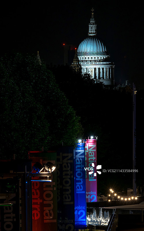 从滑铁卢桥拍摄的圣保罗大教堂和国家剧院banner图片素材