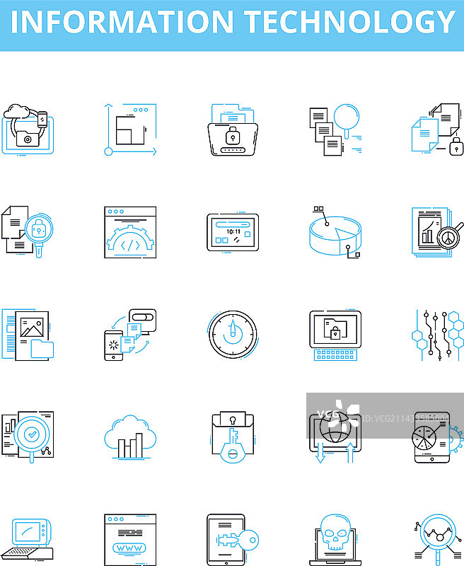信息技术线性图标集图片素材