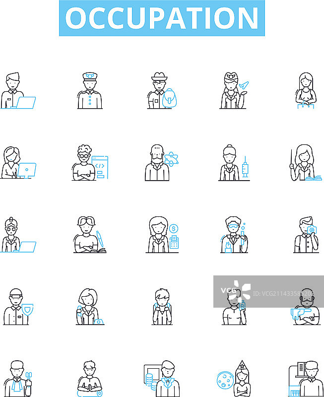 职业线性图标集，工作任务图片素材