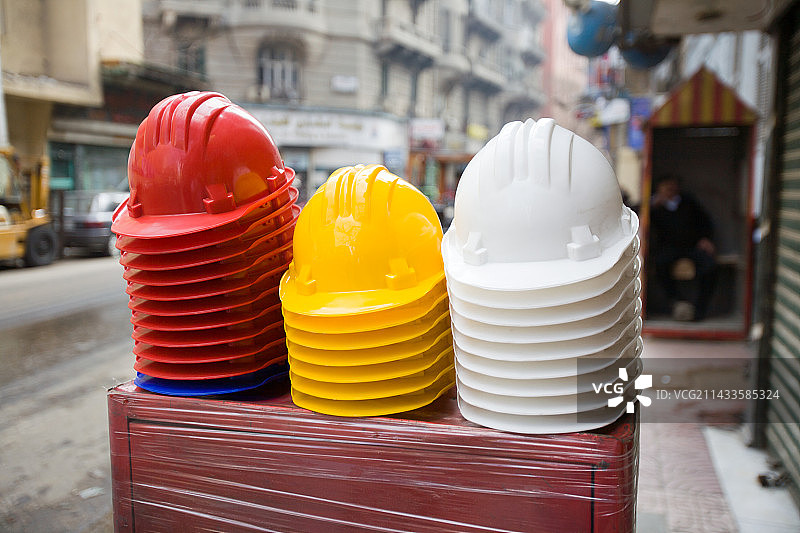 出售建筑头盔和安全帽图片素材