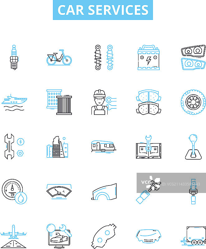 汽车维修服务线性图标集图片素材