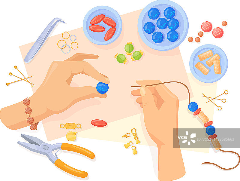 手工制作手链珠宝工作坊图片素材