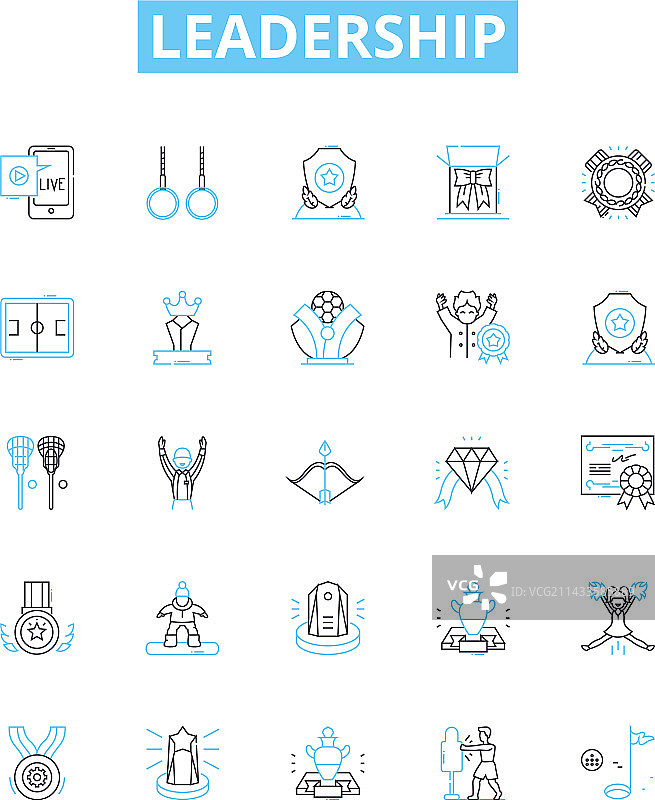 领导力线性图标集图片素材
