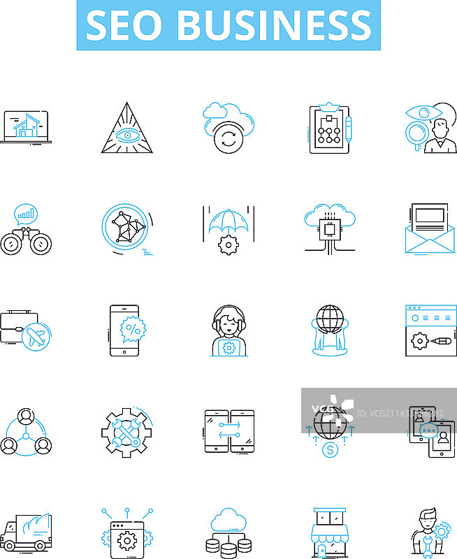 SEO商业线条图标集SEO业务图片素材