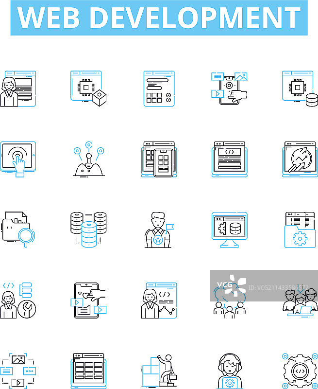 网站开发线性图标集图片素材