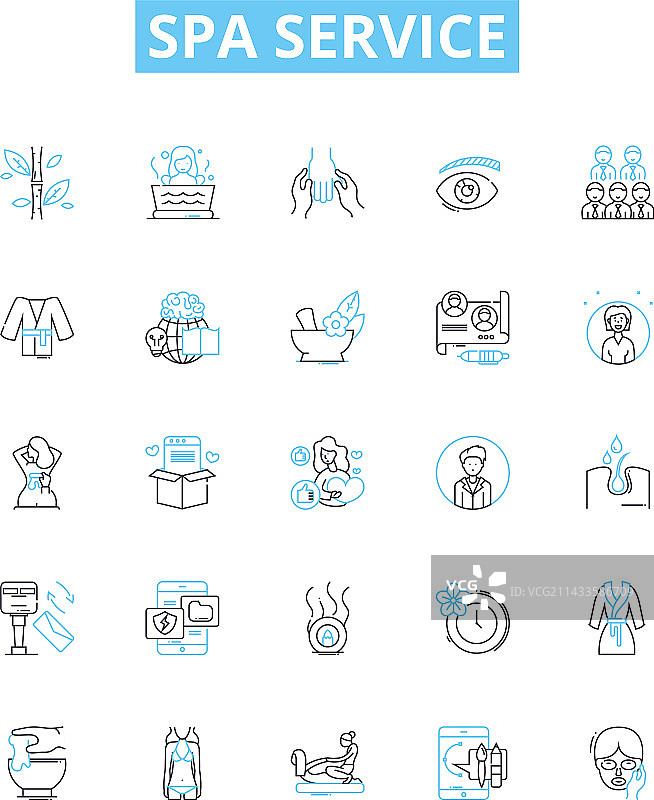 SPA服务线性图标：SPA按摩图片素材