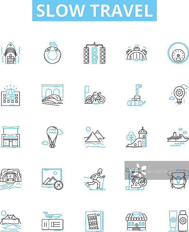慢旅行线性图标集图片素材