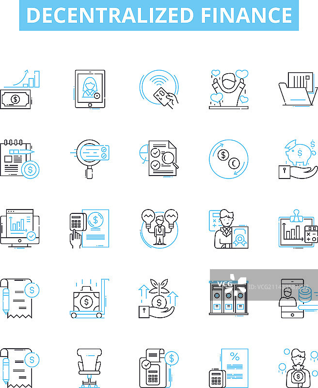 权力下放金融线性图标集图片素材